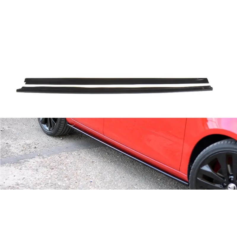 Meilleure Vente SET DES DIFFUSEUR DES BAS DE CAISSE SKODA FABIA MK2 RS - MAXTON DESIGN - FINITION NOIR BRILLANT