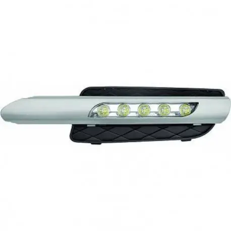 SET DE DEUX GRILLES DE PARE CHOC FEUX DE JOUR LED CHROME BMW X5 E70 PHASE 1 (07-10) - PARE CHOC NORMAL Haute Qualité