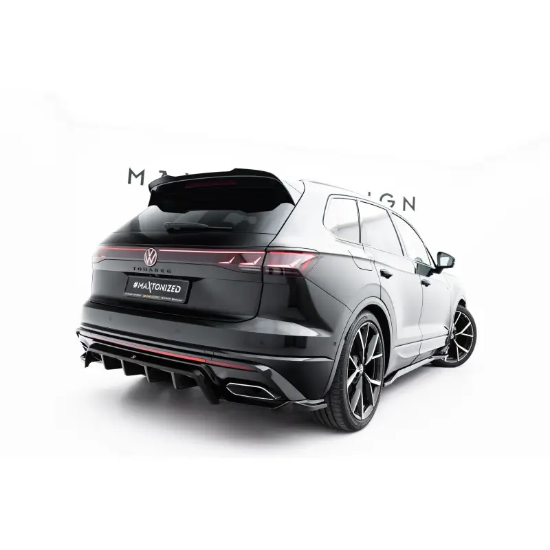 Livraison Express ARRIERE SPLITTER (AVEC UNE BARRE VERTICALE) VOLKSWAGEN TOUAREG R-LINE MK3 FACELIFT - MAXTONDESIGN - FINITION NOIR BRILLANT