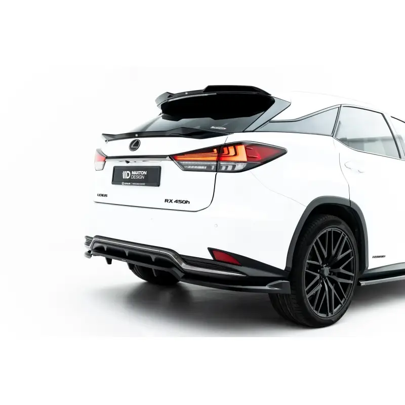 ARRIERE SPLITTER (AVEC UNE BARRE VERTICALE) LEXUS RX F-SPORT MK4 FACELIFT - MAXTONDESIGN - FINITION NOIR BRILLANT Offre Spéciale