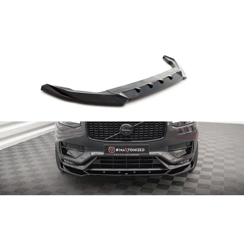 Usine Directe LAME DU PARE-CHOCS AVANT V.1 VOLVO XC90 R-DESIGN MK2 FACELIFT - MAXTONDESIGN - FINITION NOIR BRILLANT