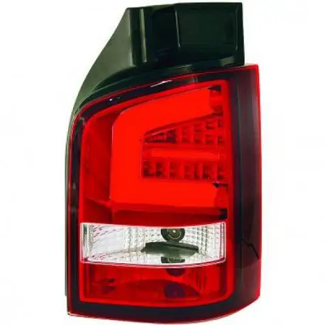 Petit Prix SET 2 FEUX ARRIERES DESIGN BARRE À LED ROUGE - BLANC VW T5 - TRANSPORTER - CARAVELLE - MULTIVAN (03-09) AVEC HAYON