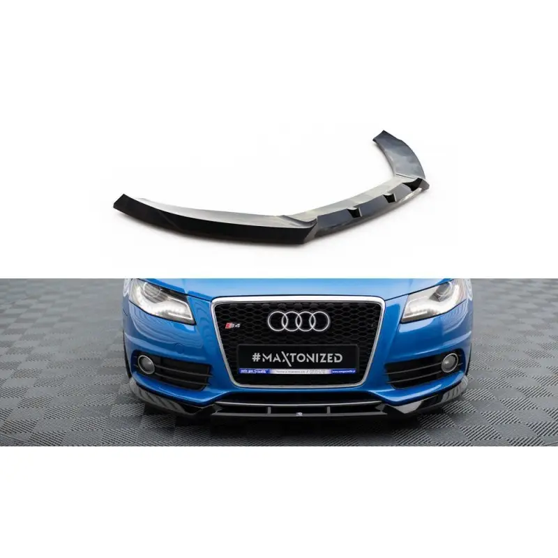 Dernier Modèle LAME DU PARE-CHOCS AVANT V.4 AUDI S4 / A4 S-LINE B8 - MAXTONDESIGN - FINITION NOIR BRILLANT