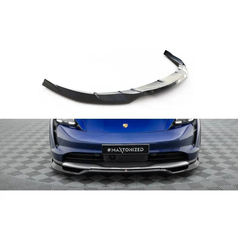 LAME DU PARE-CHOCS AVANTPORSCHE TAYCAN CROSS TURISMO 4S - MAXTONDESIGN - FINITION NOIR BRILLANT Nouvelle Collection