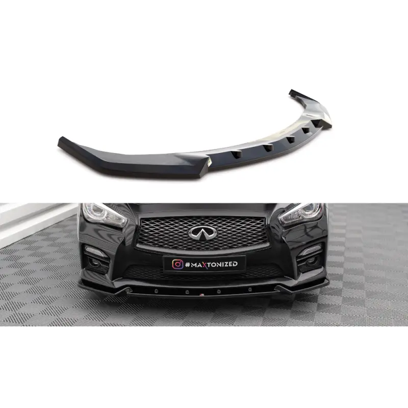 Satisfait Ou Remboursé LAME DU PARE-CHOCS AVANT V.2 INFINITI Q50 S MK1 - MAXTONDESIGN - FINITION NOIR BRILLANT