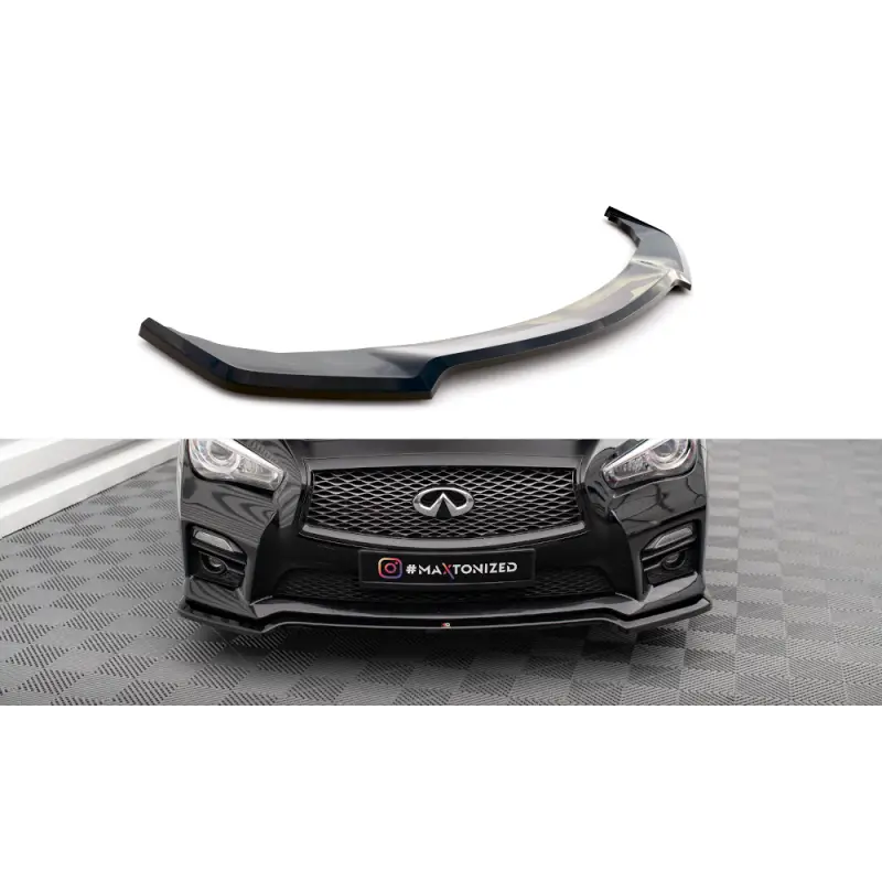 LAME DU PARE-CHOCS AVANT V.1 INFINITI Q50 S MK1 - MAXTONDESIGN - FINITION NOIR BRILLANT Offre Du Jour
