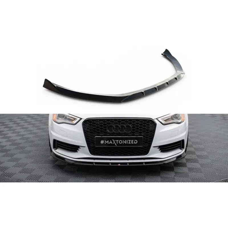 LAME DU PARE-CHOCS AVANT V.1 AUDI A3 SEDAN 8V - MAXTONDESIGN - FINITION NOIR BRILLANT Promotion