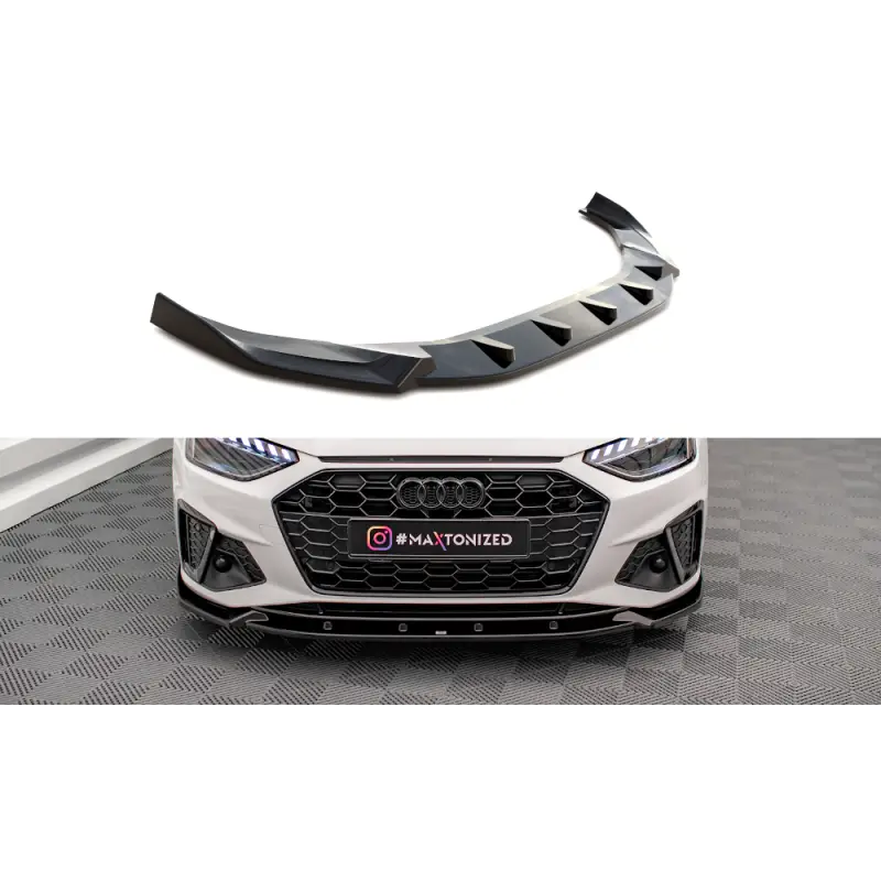 Acheter En Ligne LAME DU PARE-CHOCS AVANT V.1 AUDI A4 S-LINE / S4 B9 FACELIFT - MAXTONDESIGN - FINITION NOIR BRILLANT