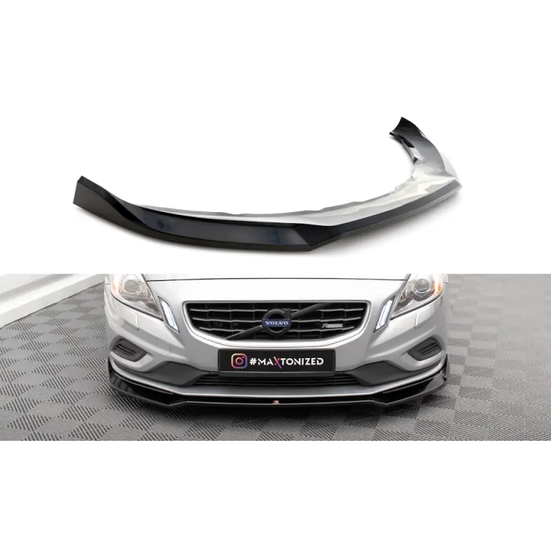 LAME DU PARE-CHOCS AVANT V.2 VOLVO S60 R-DESIGN MK2 - MAXTONDESIGN - FINITION NOIR BRILLANT Expédition Rapide