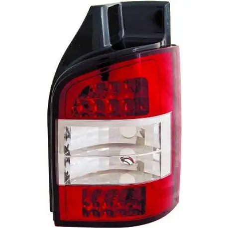 SET 2 FEUX ARRIERES DESIGN À LED ROUGE - BLANC VW T5 - TRANSPORTER - CARAVELLE - MULTIVAN (03-09) AVEC HAYON Nouveauté