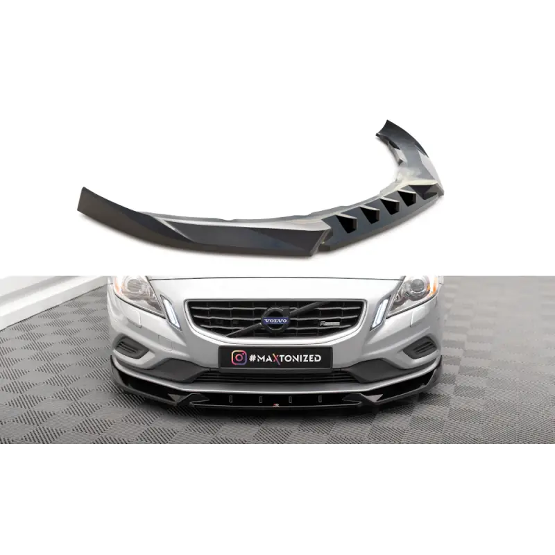 Offre Du Jour LAME DU PARE-CHOCS AVANT V.1 VOLVO S60 R-DESIGN MK2 - MAXTONDESIGN - FINITION NOIR BRILLANT