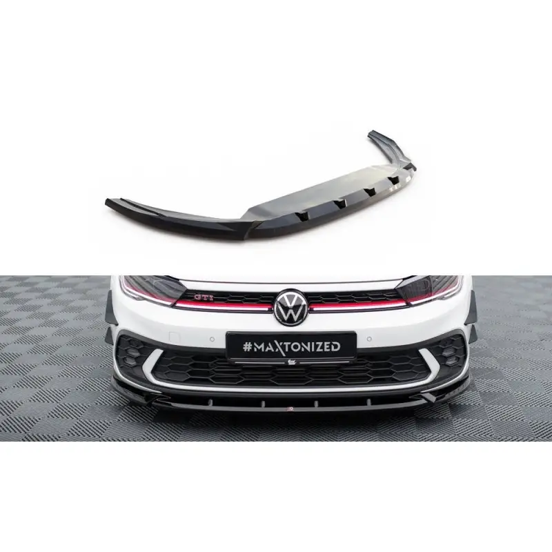 LAME DU PARE-CHOCS AVANT V.2 VOLKSWAGEN POLO GTI MK6 FACELIFT - MAXTONDESIGN - FINITION NOIR BRILLANT Prix Cassé