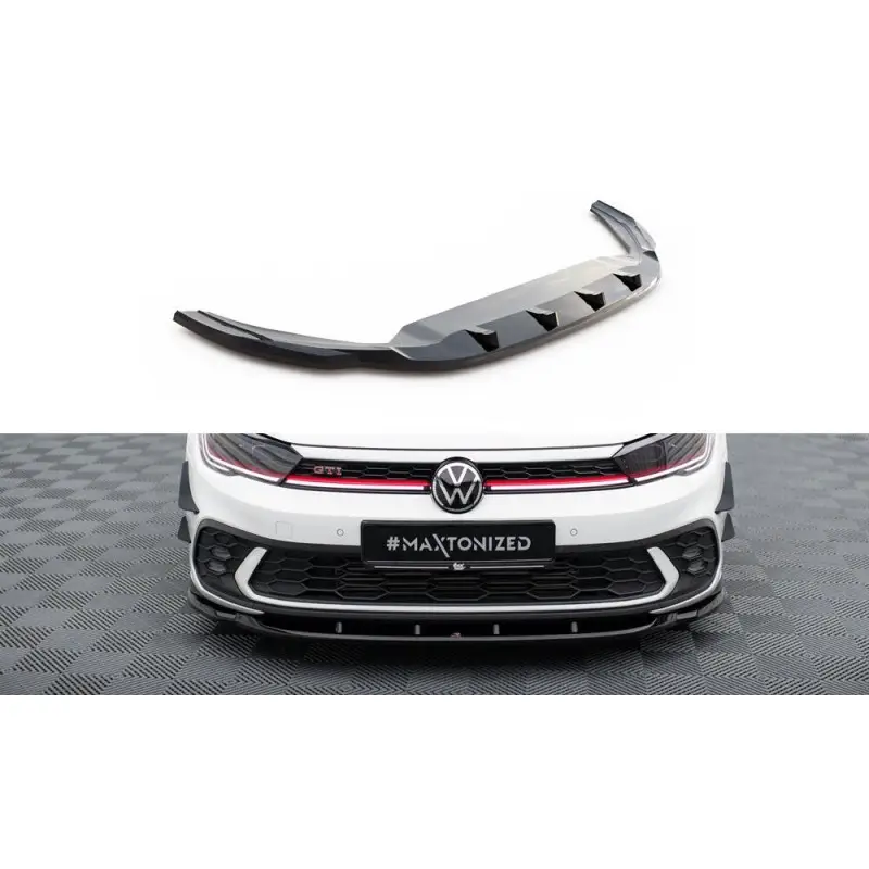 Achat Immédiat LAME DU PARE-CHOCS AVANT V.1 VOLKSWAGEN POLO GTI MK6 FACELIFT - MAXTONDESIGN - FINITION NOIR BRILLANT