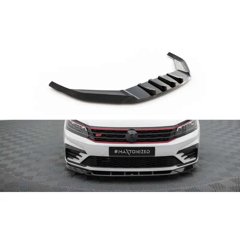 Offre Limitée LAME DU PARE-CHOCS AVANT V.2 VOLKSWAGEN PASSAT GT B8 FACELIFT USA - MAXTONDESIGN - FINITION NOIR BRILLANT