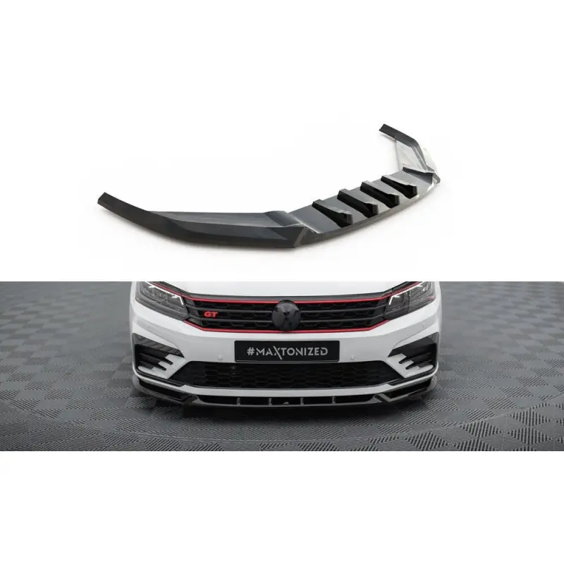 LAME DU PARE-CHOCS AVANT V.1 VOLKSWAGEN PASSAT GT B8 FACELIFT USA - MAXTONDESIGN - FINITION NOIR BRILLANT Achat Immédiat