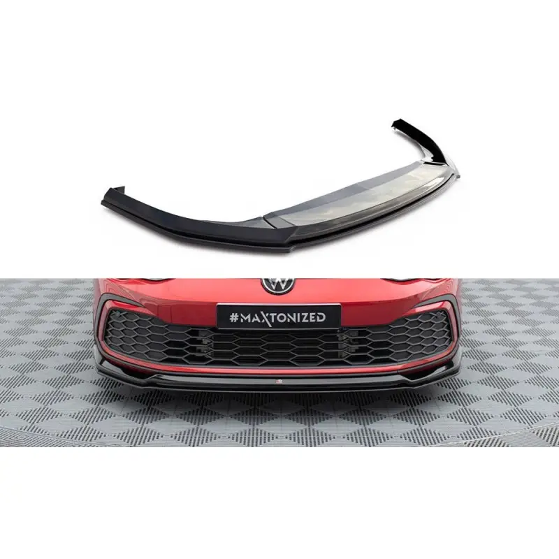 Haute Qualité LAME DU PARE-CHOCS AVANT V.6 VOLKSWAGEN GOLF GTI / GTE / R-LINE MK8 - MAXTONDESIGN - FINITION NOIR BRILLANT