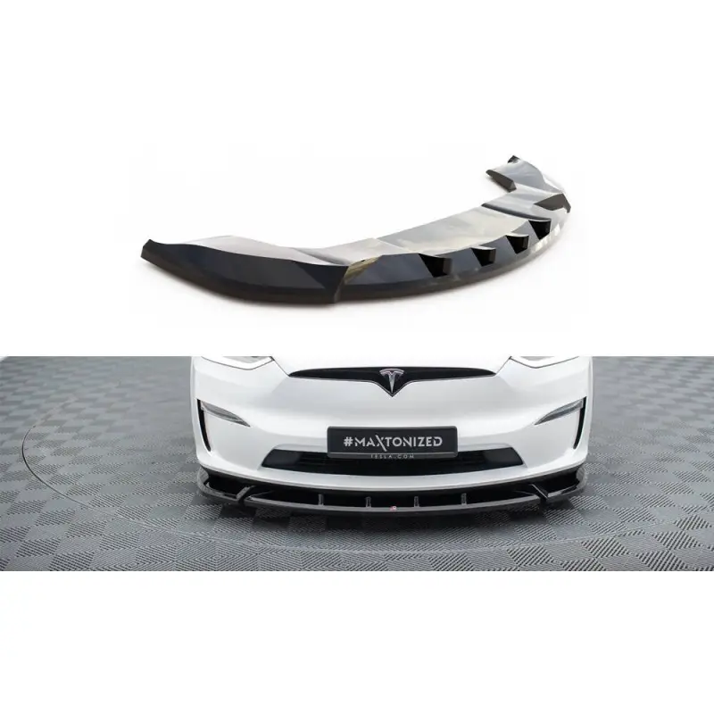 Satisfait Ou Remboursé LAME DU PARE-CHOCS AVANT V.2 TESLA MODEL X MK1 FACELIFT - MAXTONDESIGN - FINITION NOIR BRILLANT