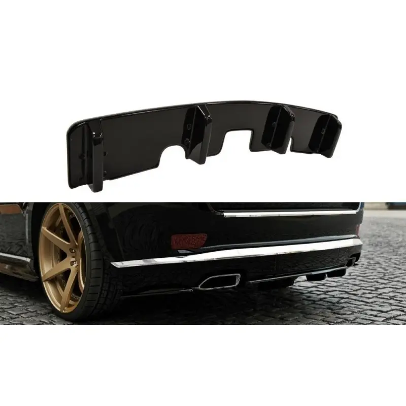 CENTRAL ARRIÈRE SPLITTER JEEP GRAND CHEROKEE WK2 SUMMIT APRES FACELIFT (AVEC UNE BARRE VERTICALE) - MAXTON DESIGN - FINITION NOI Super Prix