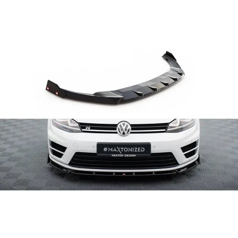 LAME DU PARE-CHOCS AVANT V.5 + AILERONS VOLKSWAGEN GOLF R / R-LINE MK7 - MAXTONDESIGN - FINITION NOIR BRILLANT Commander Vite