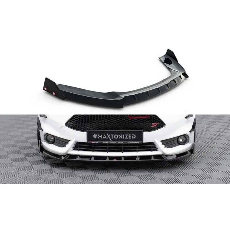 LAME DU PARE-CHOCS AVANT V.6 + FLAPS FORD FIESTA ST MK7 FACELIFT - MAXTONDESIGN - FINITION NOIR BRILLANT Offre Exclusive