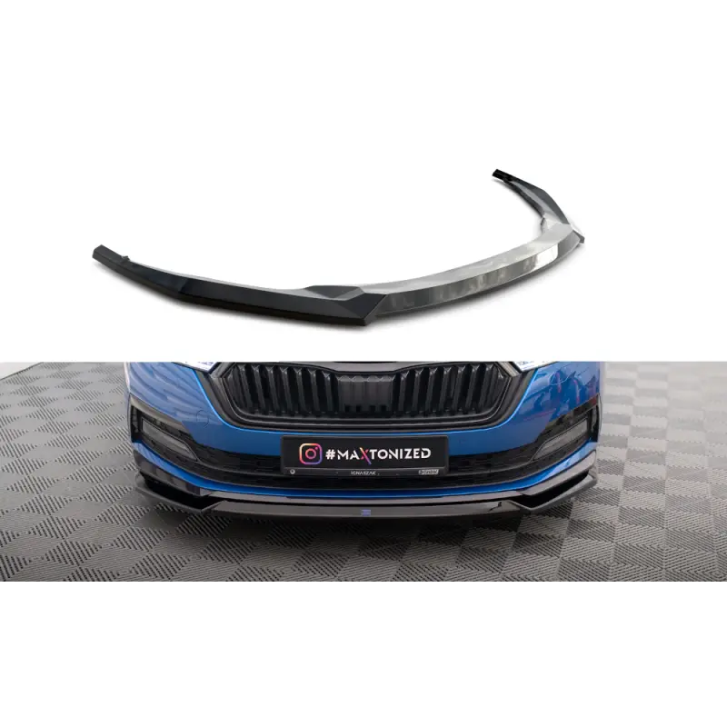Offre Spéciale LAME DU PARE-CHOCS AVANT V.2 SKODA OCTAVIA SPORTLINE MK4 - MAXTONDESIGN - FINITION NOIR BRILLANT
