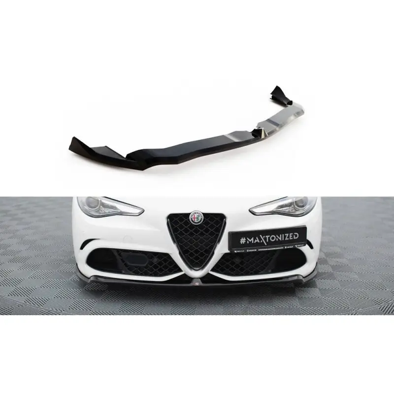 Acheter En Ligne LAME DU PARE-CHOCS AVANT ALFA ROMEO GIULIA QUADRIFOGLIO - MAXTONDESIGN - FINITION NOIR BRILLANT