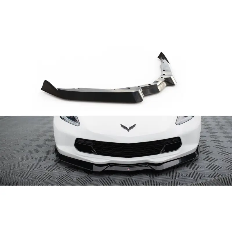 Meilleure Vente LAME DU PARE-CHOCS AVANT V.2 CHEVROLET CORVETTE C7 - MAXTONDESIGN - FINITION NOIR BRILLANT