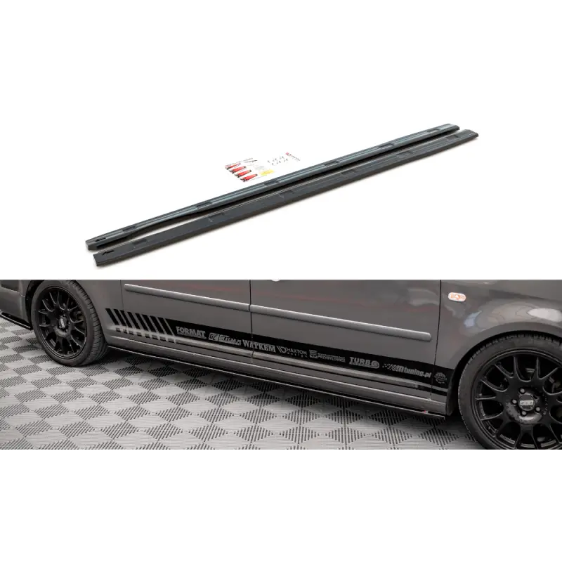 RAJOUTS DES BAS DE CAISSE VOLKSWAGEN CADDY LONG MK3 FACELIFT MAXTON DESIGN - FINITION NOIR BRILLANT Prix Cassé