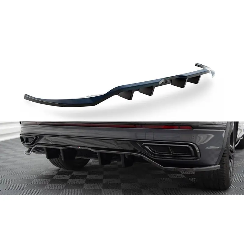 Certifié CENTRAL ARRIERE SPLITTER (AVEC UNE BARRE VERTICALE) VOLKSWAGEN TIGUAN R-LINE MK2 FACELIFT - MAXTONDESIGN - FINITION: NOIR BRILLA