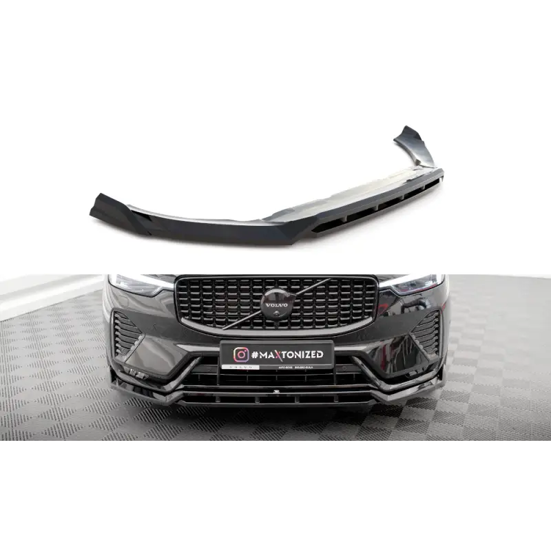 LAME DU PARE-CHOCS AVANT VOLVO XC60 R-DESIGN MK2 FACELIFT - MAXTONDESIGN - FINITION NOIR BRILLANT Meilleur Prix