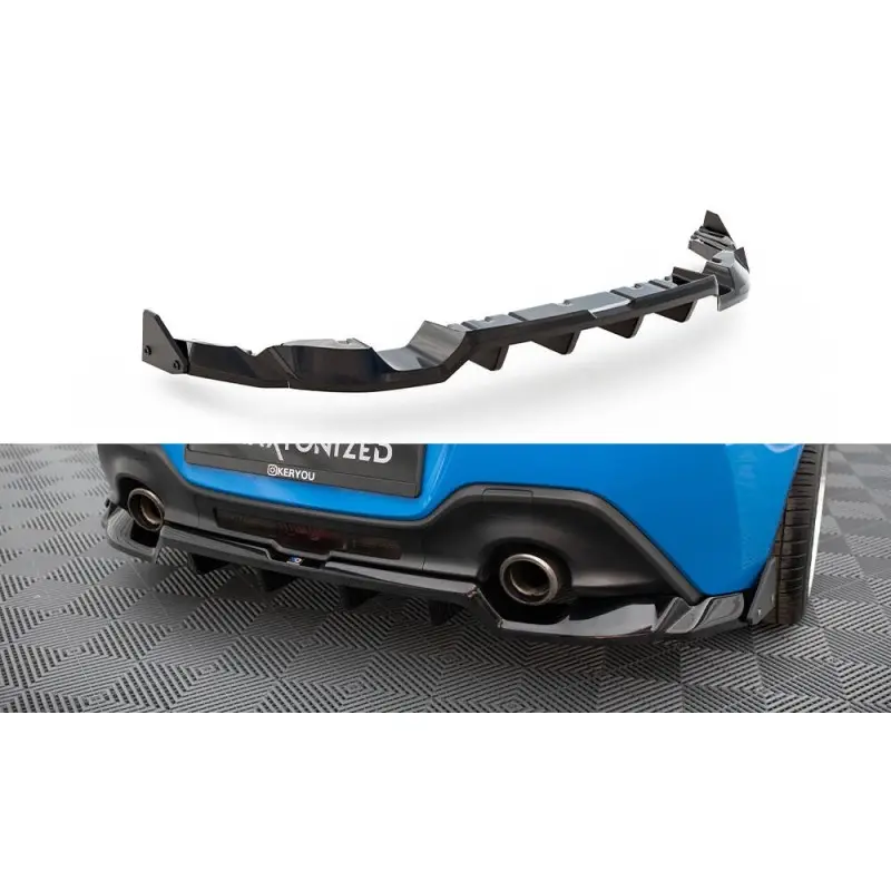 CENTRAL ARRIERE SPLITTER (AVEC UNE BARRE VERTICALE) V.1 + FLAPS TOYOTA GR86 MK1 - MAXTONDESIGN - FINITION: NOIR BRILLANT Petit Prix