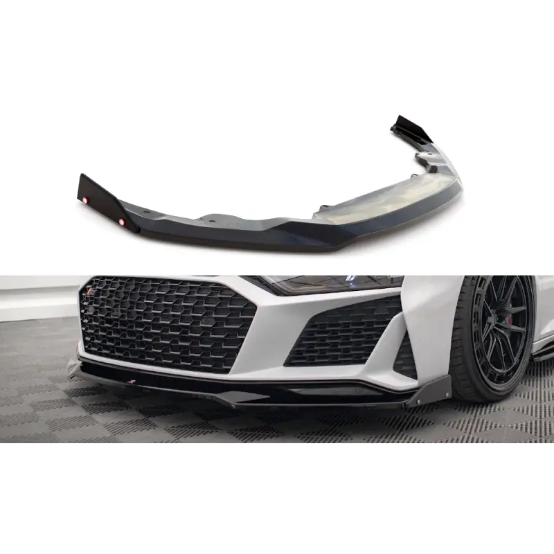 Top Vente LAME DU PARE-CHOCS AVANT V.3 + AILERONS AUDI R8 MK2 FACELIFT - MAXTONDESIGN - FINITION NOIR BRILLANT