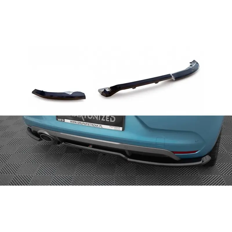 CENTRAL ARRIERE SPLITTER (AVEC UNE BARRE VERTICALE) RENAULT CLIO R.S. LINE MK5 - MAXTONDESIGN - FINITION: NOIR BRILLANT Offre Limitée