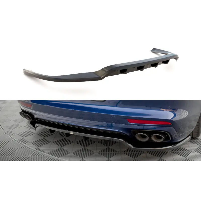 CENTRAL ARRIERE SPLITTER (AVEC UNE BARRE VERTICALE) PORSCHE PANAMERA E-HYBRID 971 FACELIFT - MAXTONDESIGN - FINITION: NOIR BRILL Super Prix