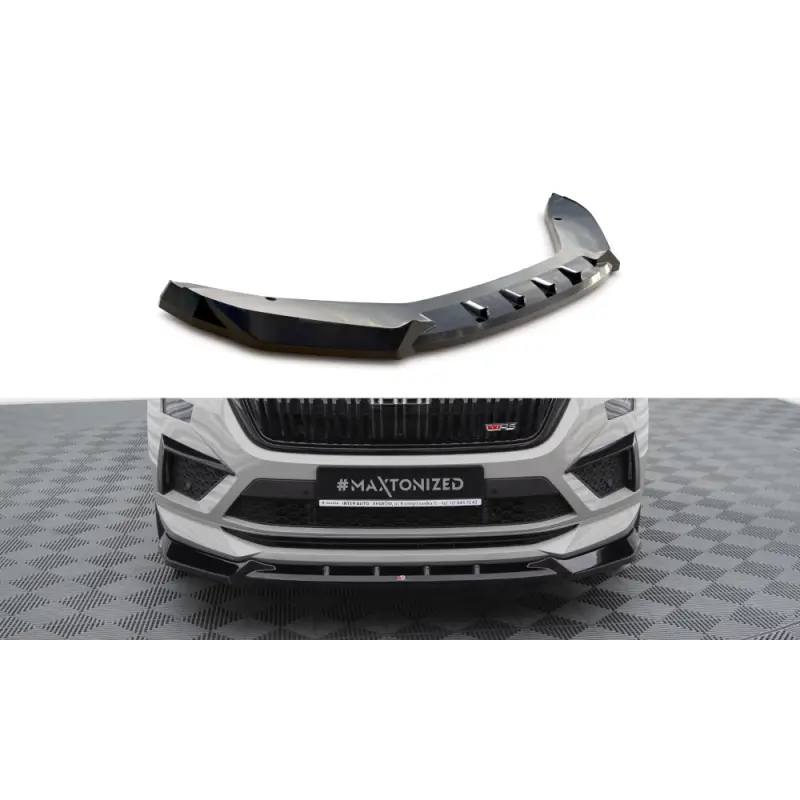 Nouvelle Collection LAME DU PARE-CHOCS AVANT V.1 SKODA KODIAQ RS MK1 FACELIFT - MAXTONDESIGN - FINITION: NOIR BRILLANT