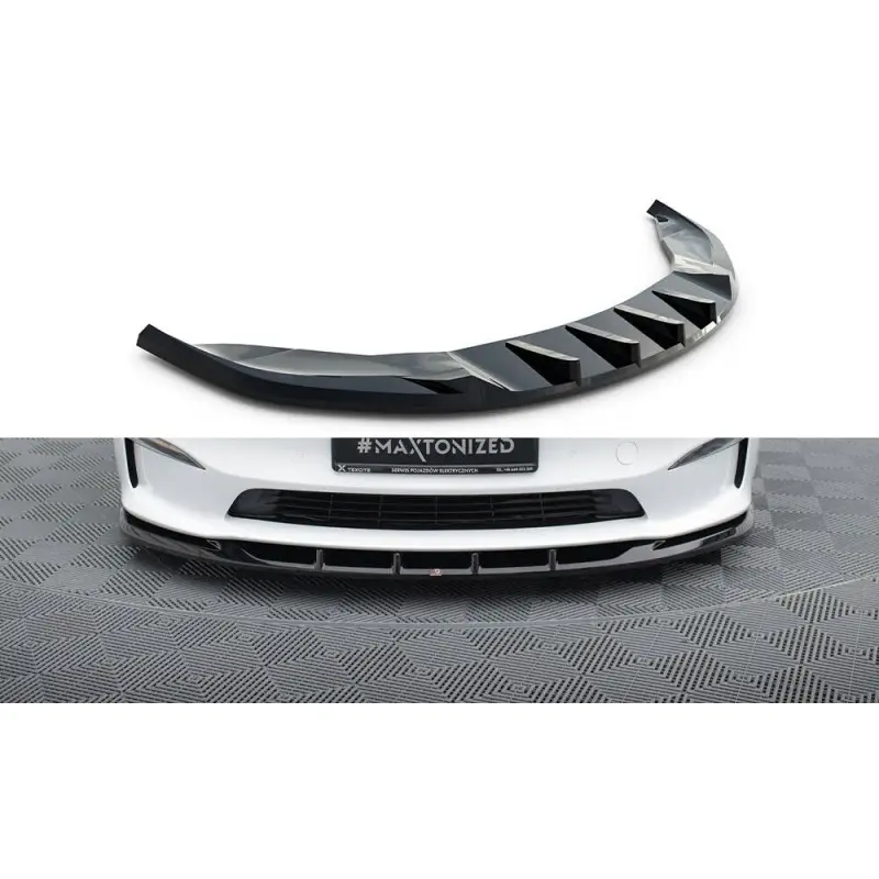 LAME DU PARE-CHOCS AVANT V.3 TESLA MODEL S PLAID MK1 FACELIFT - MAXTONDESIGN - FINITION NOIR BRILLANT Top Vente