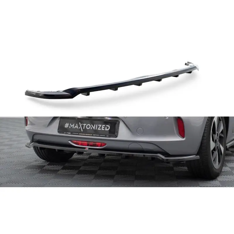 Prix Cassé CENTRAL ARRIERE SPLITTER (AVEC UNE BARRE VERTICALE) OPEL CORSA F ( MK6) - MAXTONDESIGN - FINITION: NOIR BRILLANT