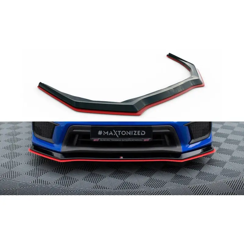 LAME DU PARE-CHOCS AVANT V.2 SUBARU WRX STI MK1 FACELIFT - MAXTONDESIGN - FINITION NOIR BRILLANT - ROUGE Authentique