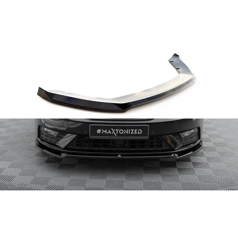 LAME DU PARE-CHOCS AVANT V.2 SEAT LEON MK3 FACELIFT - MAXTONDESIGN - FINITION NOIR BRILLANT Offre Limitée