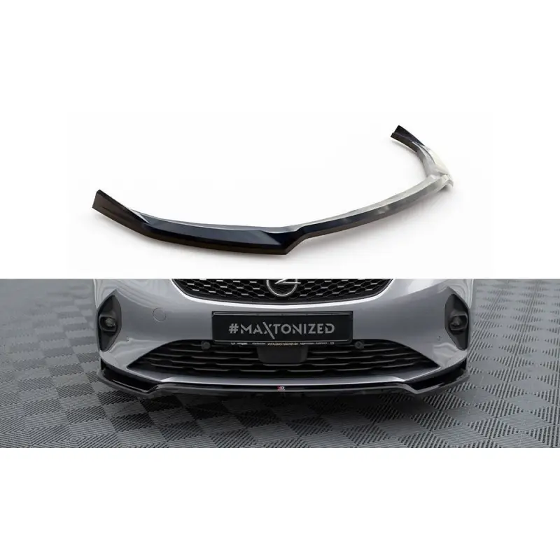 Must-Have LAME DU PARE-CHOCS AVANT V.2 OPEL CORSA F ( MK6) - MAXTONDESIGN - FINITION: NOIR BRILLANT