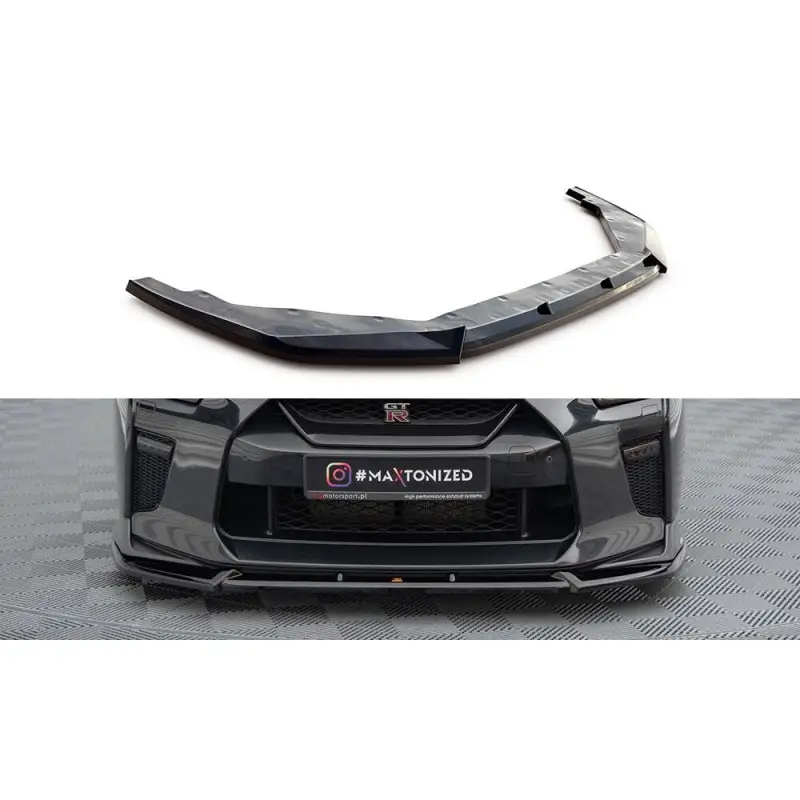Meilleure Vente LAME DU PARE-CHOCS AVANT V.2 NISSAN GTR R35 FACELIFT - MAXTONDESIGN - FINITION: NOIR BRILLANT
