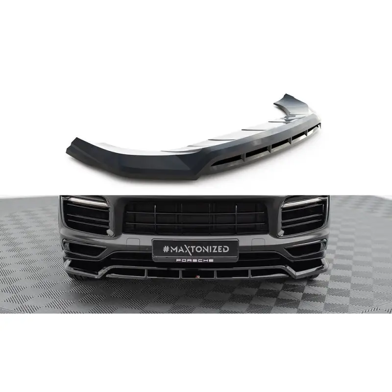 Promotion Saisonnière LAME DU PARE-CHOCS AVANT PORSCHE CAYENNE SPORT DESIGN MK3 - MAXTONDESIGN - FINITION: NOIR BRILLANT