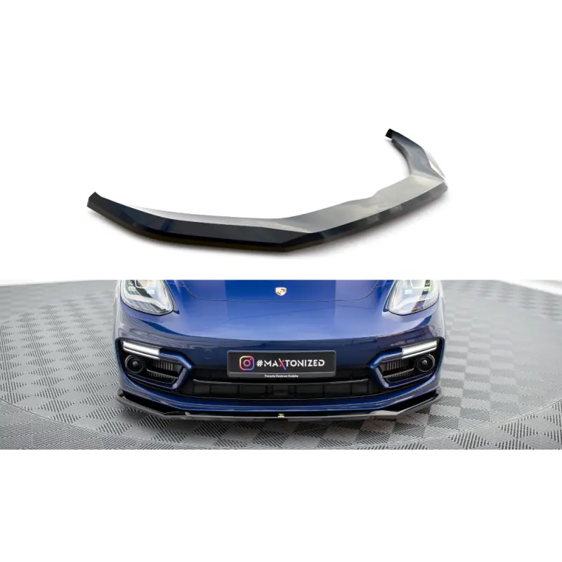 LAME DU PARE-CHOCS AVANT V.1 PORSCHE PANAMERA E-HYBRID 971 FACELIFT - MAXTONDESIGN - FINITION: NOIR BRILLANT Prix Cassé