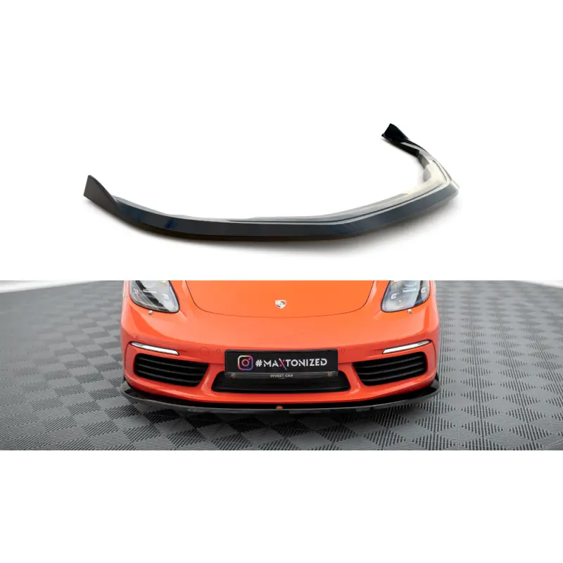 LAME DU PARE-CHOCS AVANT V.2 PORSCHE 718 CAYMAN 982C - MAXTONDESIGN - FINITION: NOIR BRILLANT Certifié