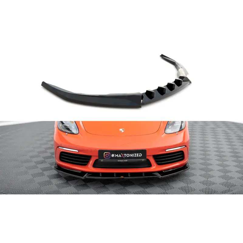 LAME DU PARE-CHOCS AVANT V.1 PORSCHE 718 CAYMAN 982C - MAXTONDESIGN - FINITION: NOIR BRILLANT Commande En Gros