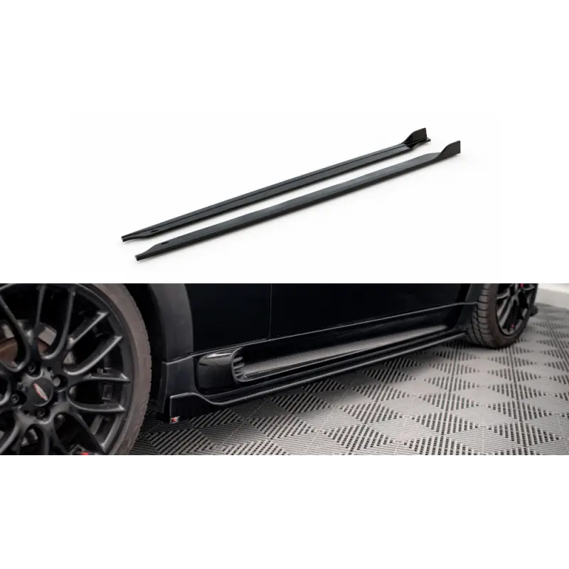 RAJOUTS DES BAS DE CAISSE V.2 MINI COOPER JOHN COOPER WORKS R56 - MAXTONDESIGN - FINITION NOIR BRILLANT Haute Qualité