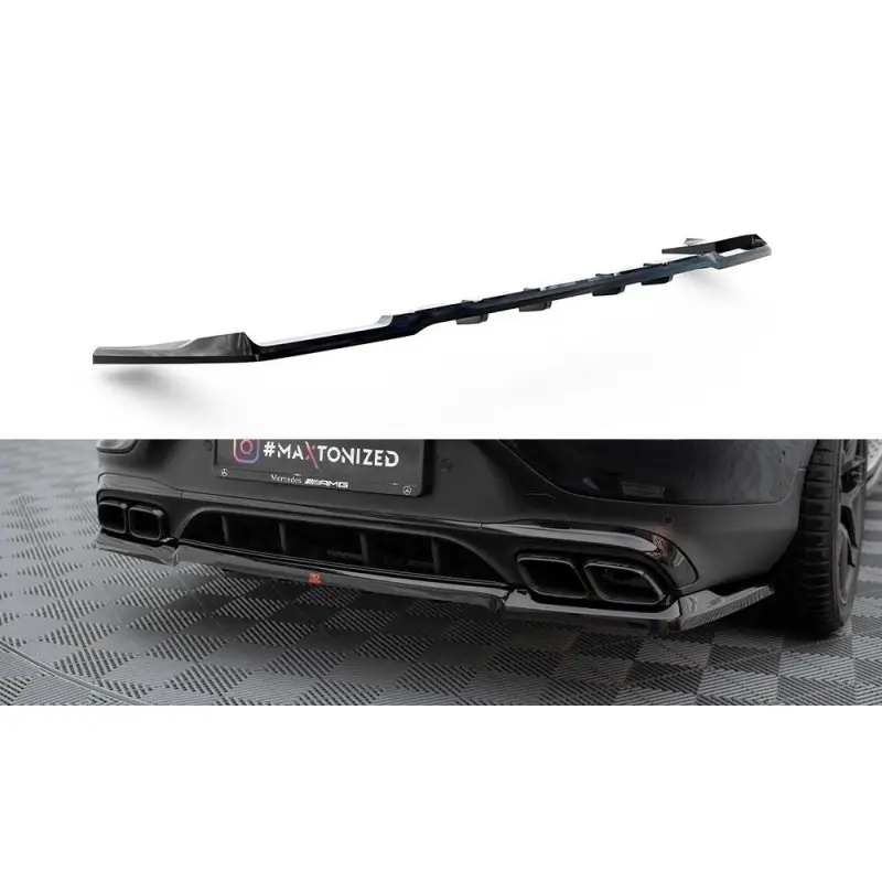 CENTRAL ARRIERE SPLITTER (AVEC UNE BARRE VERTICALE) MERCEDES-AMG GLC 63 COUPE C253 FACELIFT - MAXTONDESIGN - FINITION: NOIR BRIL Affaire À Saisir