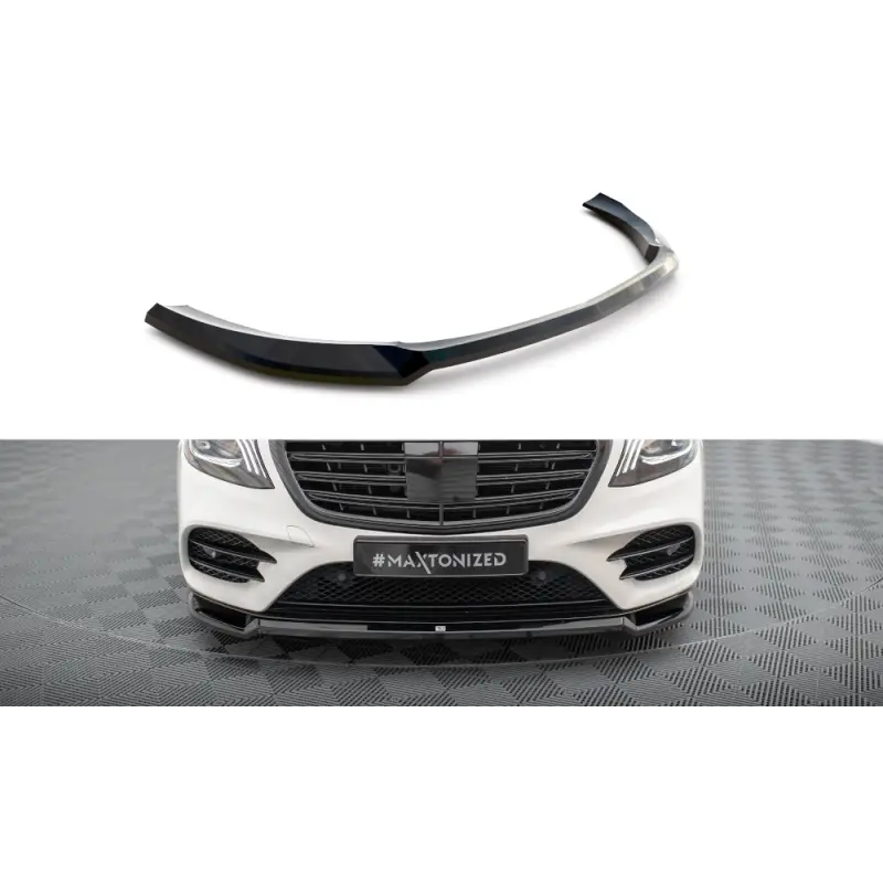 LAME DU PARE-CHOCS AVANT V.1 MERCEDES-BENZ S AMG-LINE W222 FACELIFT - MAXTONDESIGN - FINITION: NOIR BRILLANT Populaire