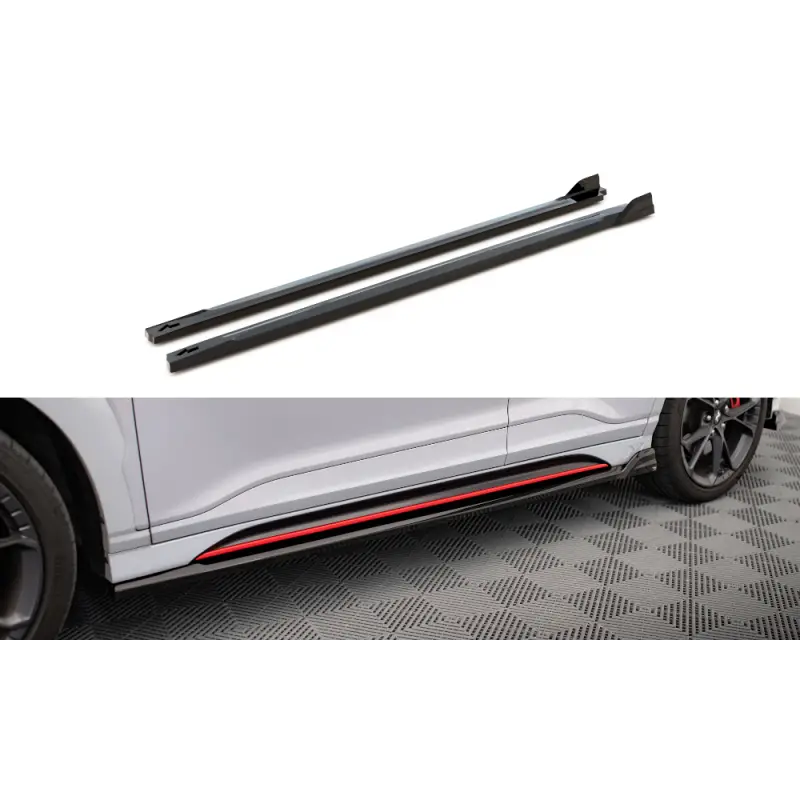 Authentique RAJOUTS DES BAS DE CAISSE V.2 HYUNDAI KONA N MK1 - MAXTONDESIGN - FINITION NOIR BRILLANT