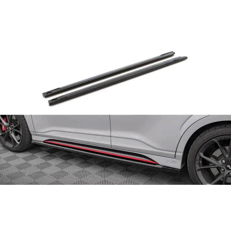 RAJOUTS DES BAS DE CAISSE V.1 HYUNDAI KONA N MK1 - MAXTONDESIGN - FINITION NOIR BRILLANT Prix Cassé